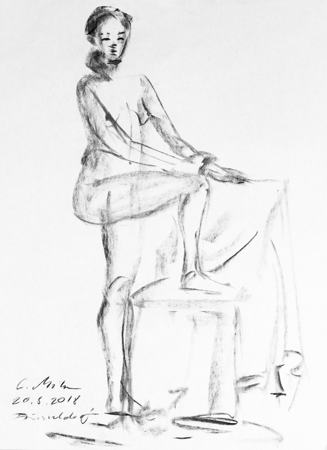 Am Stuhl stehend, Korrekturzeichnung