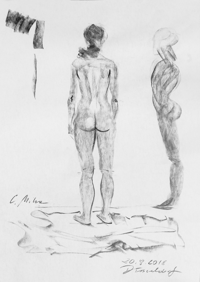 Stehender Akt, Korrekturzeichnung