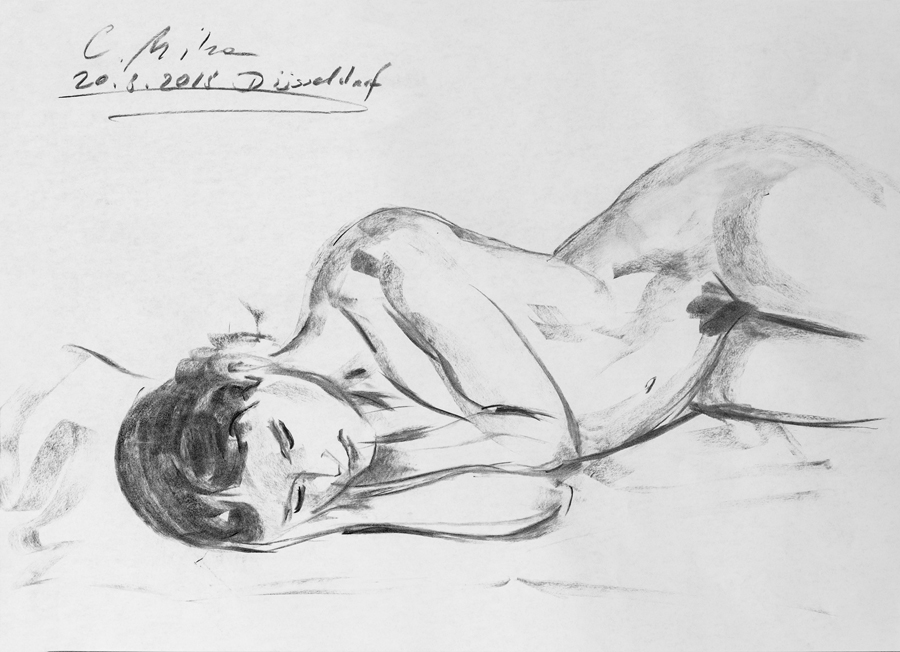 Im Liegen, Korrekturzeichnung