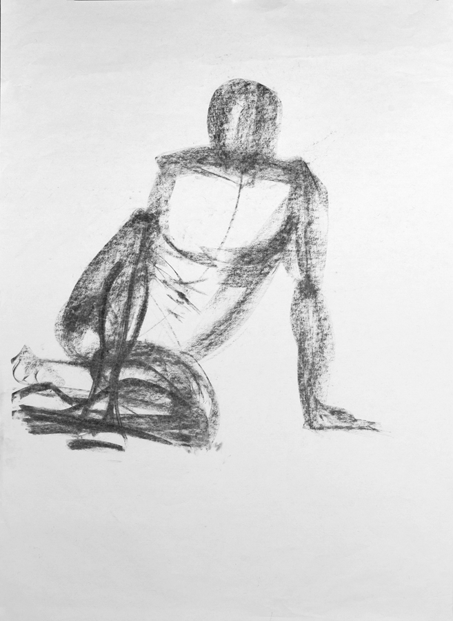 Oberkörper stützen, Korrekturzeichnung