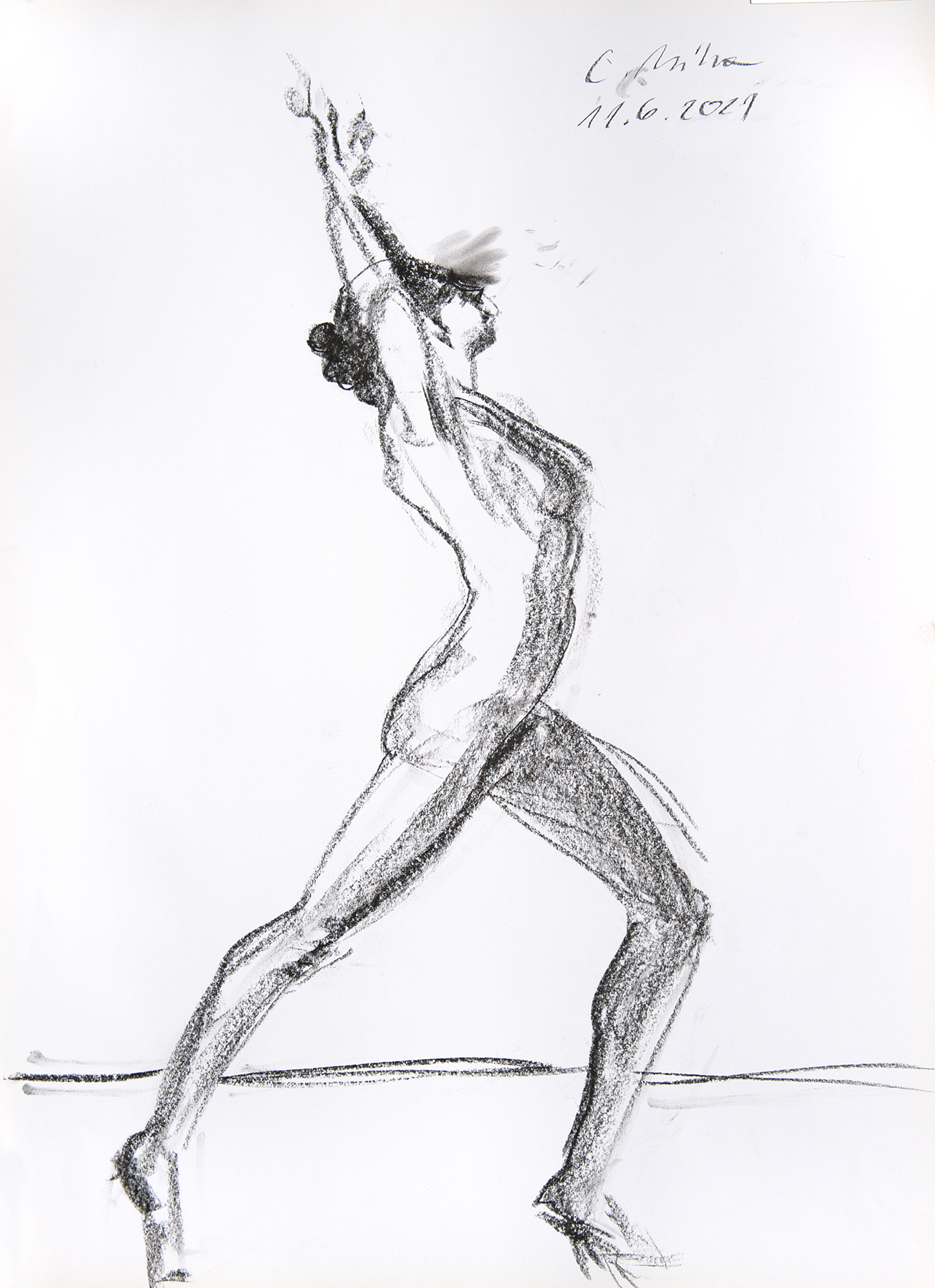 Gebogener Körper, Korrekturzeichnung